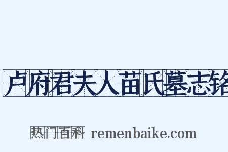 卢府君夫人苗氏墓志铭是什么意思的图片